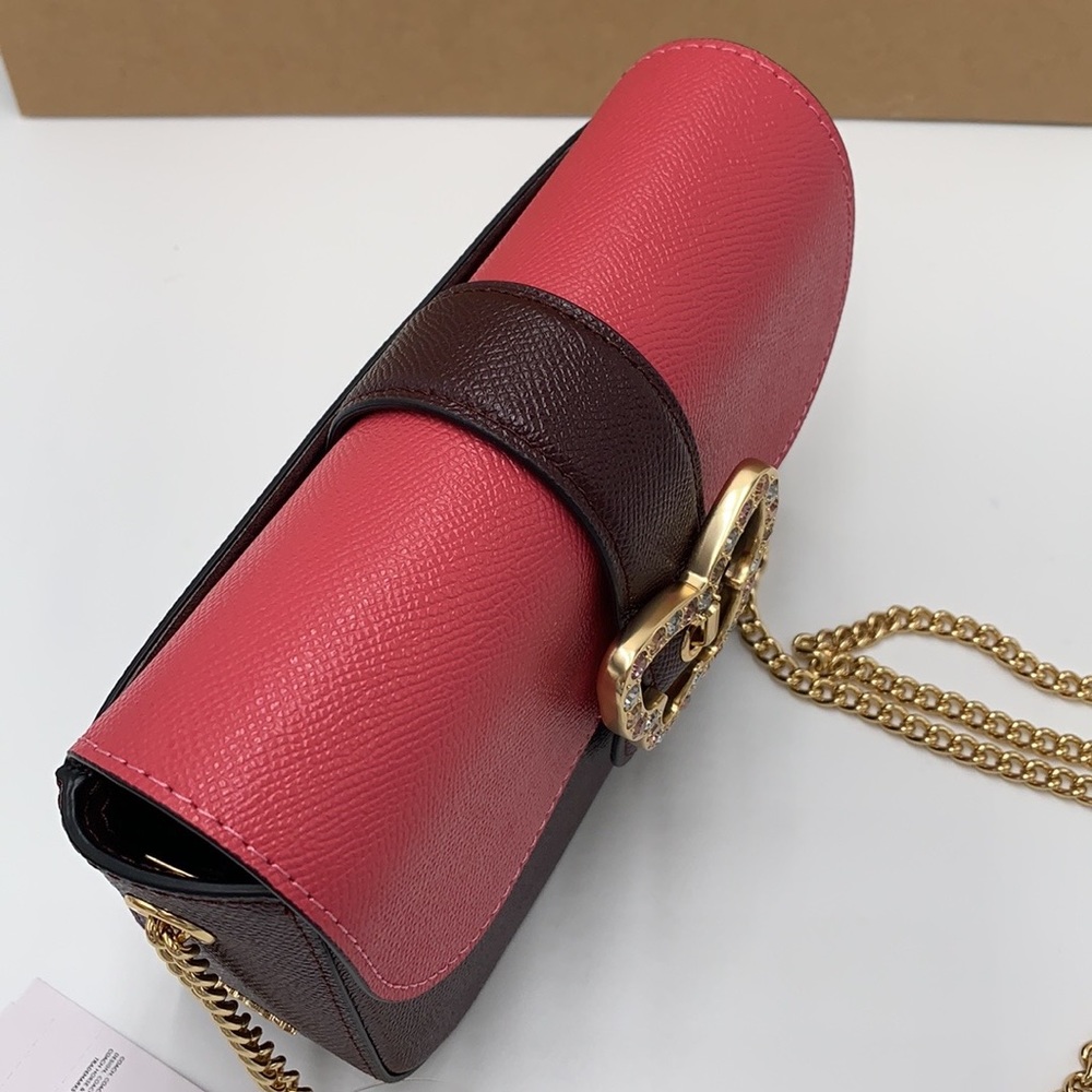 COACH Womens Gemma Crossbody In Colorblock Leather Color: Strawberry Haze/Cranb - Picture 11 of 16